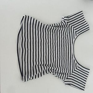striped crop top, boat neck top